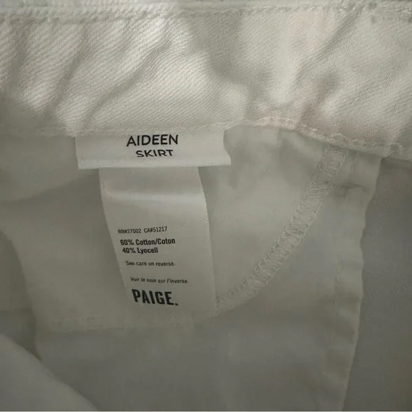 Paige Aideen‎ Mini Skirt Distressed Crisp White High Waisted - Picture 10 of 12